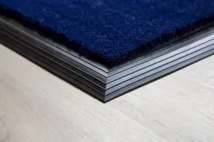 Rubber edge blue coir mat
