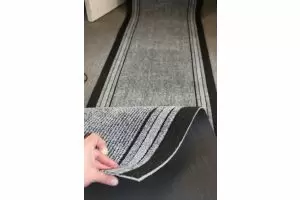 Grey Stripe Entrance Hallway Mat Corridor 67cm wide