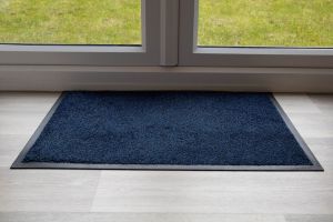 Black Blue Luxury Entrance Throw Down Mat 150cm x 85cm