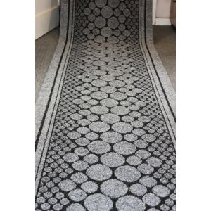 Grey Entrance Hallway Pebbles Mat Corridor 67cm wide
