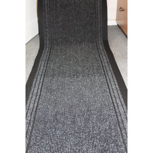 Charcoal Stripe Entrance Hallway Mat Corridor 67cm wide