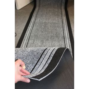 Grey Stripe Entrance Hallway Mat Corridor 67cm wide