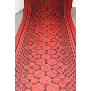 Red Entrance Hallway Pebbles Mat Corridor 67cm wide